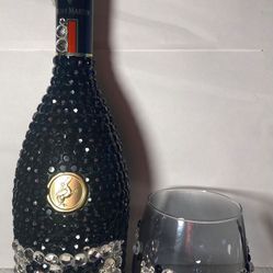 Bedazzled Bottle, Empty Bottle, Rhinestone Bottle, Bar Decor Set, Home Decor