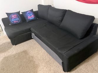Black Sectional Sofa with Pull-Out Bed