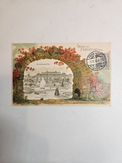 1902 Antique Frankfurt Germany Palmengarten Postcard w/ Original Germania Stamp