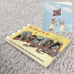 Vintage 1950s Souvenir FLORIDA Kodachrome Photos Booklet - Confederate Flag