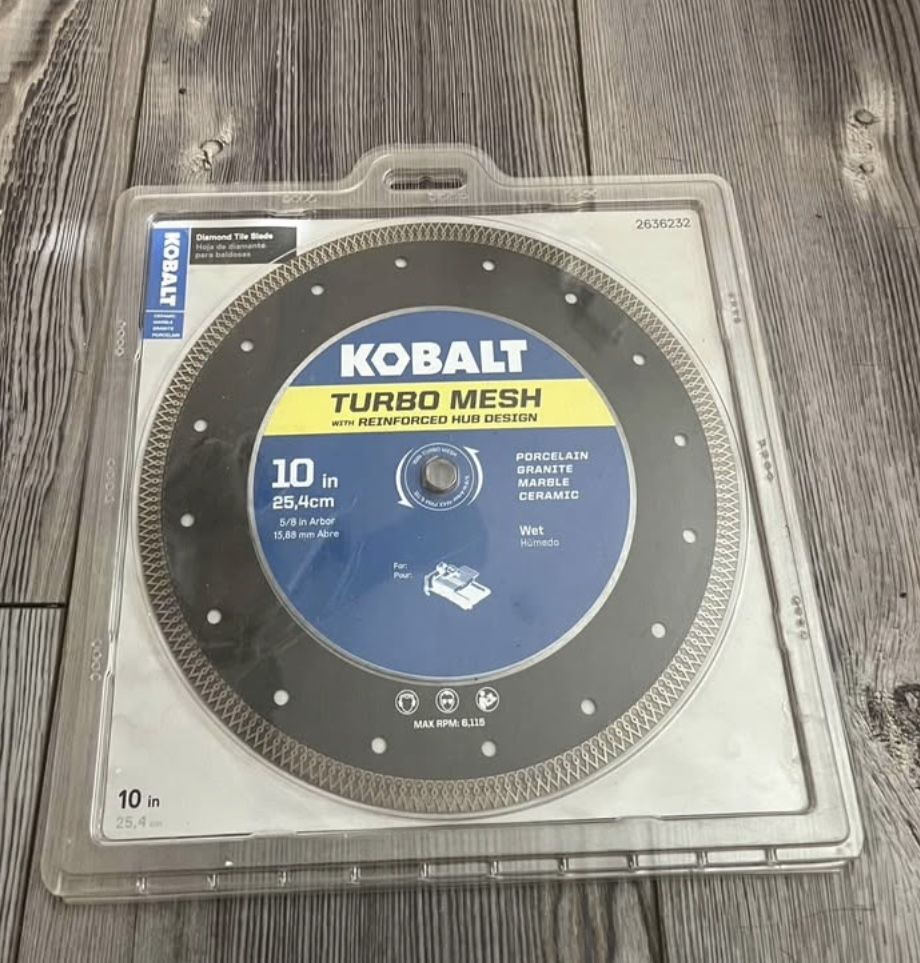 (NEW) Kobalt CTM10P 10-in Wet Continuous Rim Diamond Saw Blade