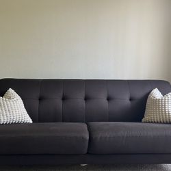 Brown Tufted Back Sofa Espresso Leg