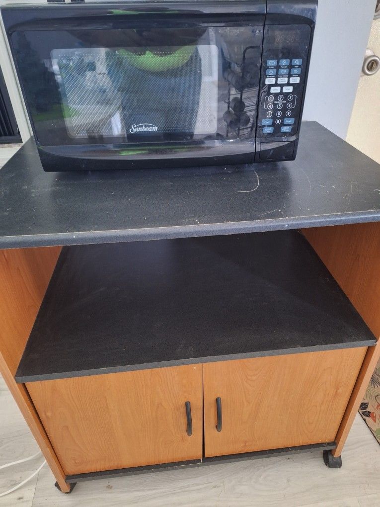 Microwave Cart With Storage Two Door. Clean! $35