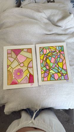 2 Original Watercolor Paintings In Preppy Metallic Colors