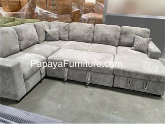 120” Large Sectional Sofa with pull-out bed, Sectional, Gray Couch, Grey Sectional, Sofabed, Sofa bed, Sleeper Sofa, Sofa, Couch, Sectionals, Sofa wit