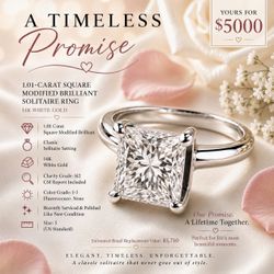 💍✨ 1-CARAT PRINCESS CUT SOLITAIRE RING ✨💍