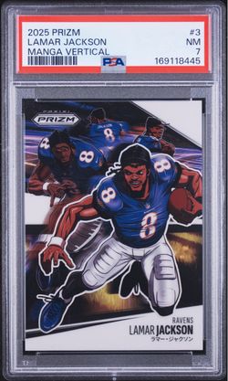 2025 Prizm Lamar Jackson Manga Vertical #3 PSA 7