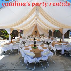Carpas  Con Draping  Sillas Regualar Y De Resina  Mesas Rectagualar Y Redonda 