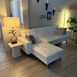 Faux Leather Sleeper Sofa