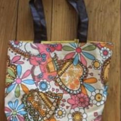 Vintage 70’s Retro Print Mini Tote / Toiletries Make Up Bag