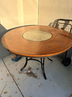 FREE Round Wood Dining Table with Metal Base