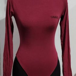 Wet Seal Bodysuit Women Small Savage Open Back Burgundy Thong Embroidered