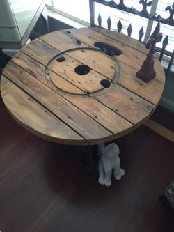 Wooden spool side table
