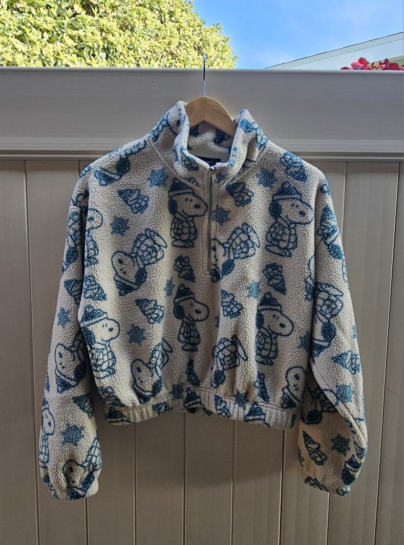 Peanuts Cozy Fleece Half Zip Christmas Holiday Size L