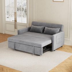 54" Pull Out Sofa Bed, Velvet Sofa for Small Spaces, Sofa Bed with Two Pillows, Loveseat Sofa, Sofa Sleeper Couch, Convertible Sleeper Sofa, Sofa Bed 