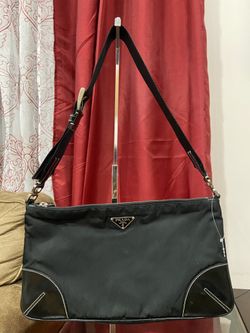 -Authentic-Black Prada nylon shoulder bag