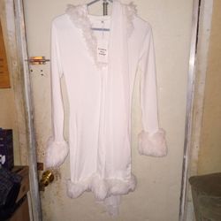 White Sexy Hoodie Dress With White Shaw