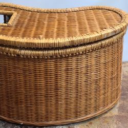 Vintage Wicker Fishing Creel, Rod, Reel, Flies and More!