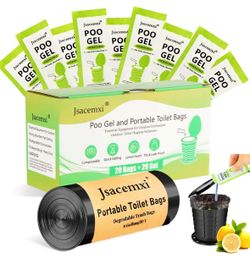 Portable Camping Toilet Bags Poo Gel Set, 8 Gallon Portable Toilet