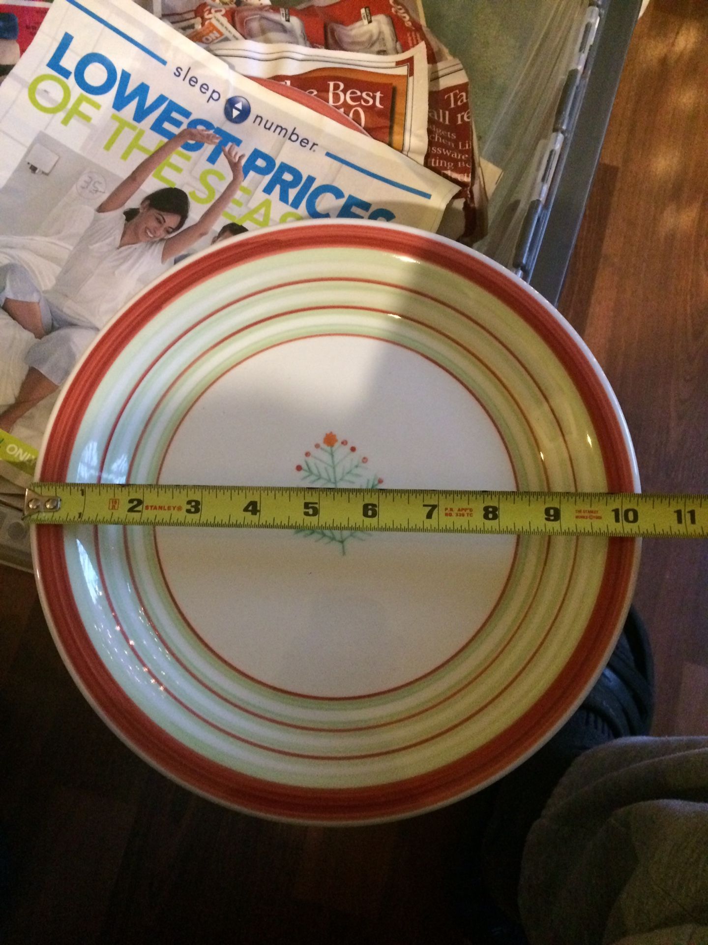 “Tag” Christmas dinner plates- 20 available. Like new. Used one time. NEW PRICE