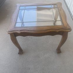 Side Table With Leaded Glass Top