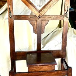 Antique Solid Wood Hall Tree Stand