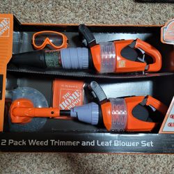 (NEW) HOME DEPOT 2 Pack  WEED TRIMMER & LEAF BLOWER SET Kids Toy.  $35