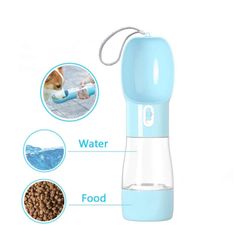 Portable Travel Dog Water Dispenser & Food container Bottle - Light Blue