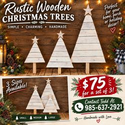 Rustic Wooden Christmas Trees Set of 3