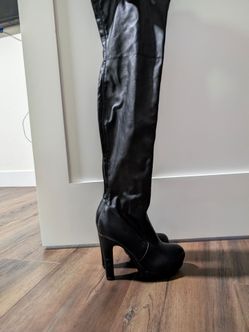 Thigh high leather platform boots