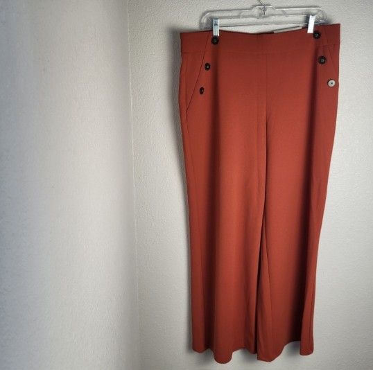 C Est 1946 Classic High Rise Wide Leg Burnt Orange Pants Women's Size XL NWT