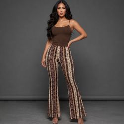 Brown print pants (large)