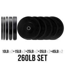 Fringe Sport 260lb Black Bumper Plate Set (Garage Gym / CrossFit)