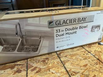Glacier Bay 33 in Double Bowl Dual Mount Kitchen Sink