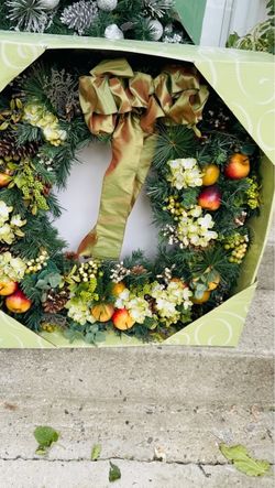 Holiday Wreath with Fruit and Floral Accents