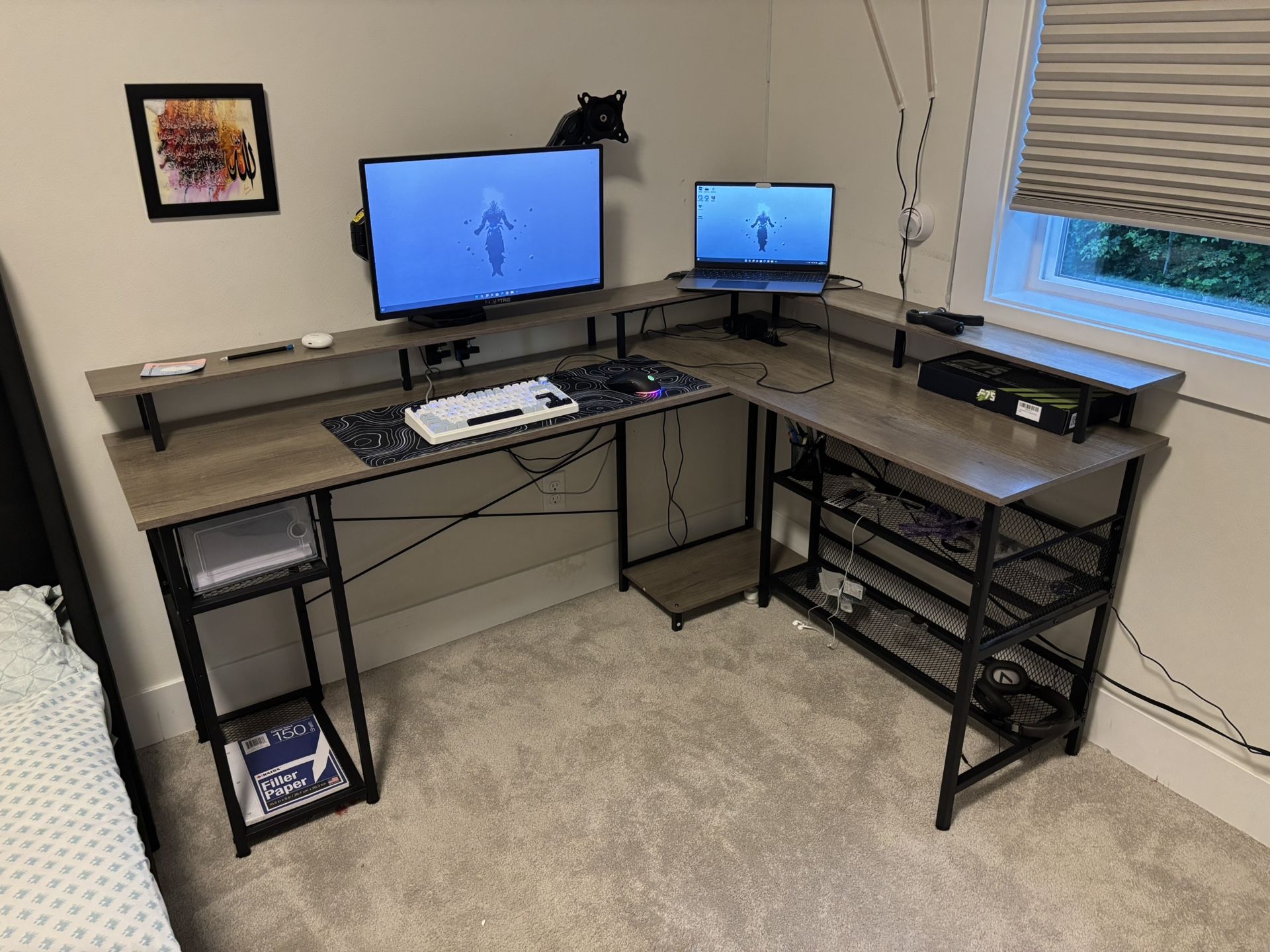 ODK L Shape Desk Grey Oak