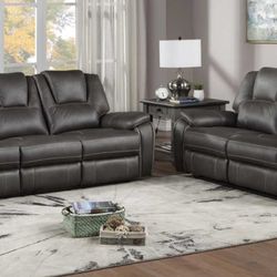 Katrine Grey Reclining Sofa And Loveseat! 