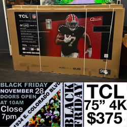 TCL 75 inch QLED 4K TV Smart Q6 black Friday sale