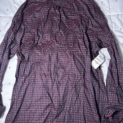 NEW Alfani Long Sleeve Tango Red / Black Button-Up Shirt Men's Size M Medium