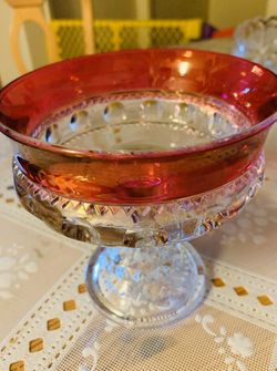 Vintage red and clear compote