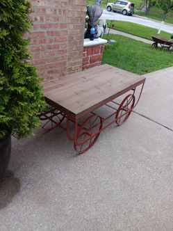 Vintage Metal/ Wood Cart Trolley Coffee Table