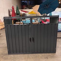 New-  Assembled  Waterproof  Outside Trash Bin Shed With Lid, Black, (As Is)