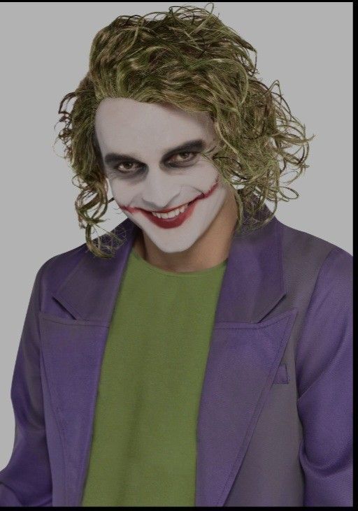 NWT Dark Knight Trilogy Joker Halloween Costume Wig OS Adults