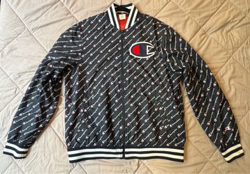 Champion Allover Print Quilted Bomber Jacket | Size Large