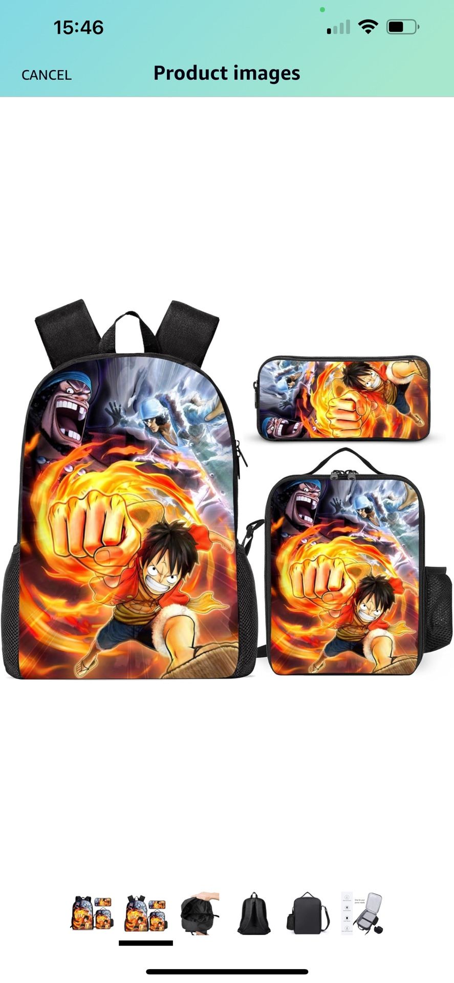 Anime Backpack Set Lightweight Laptop Backpack with Insulated Lunch Bag And Pencil Case for Boys Girls Travel Bag