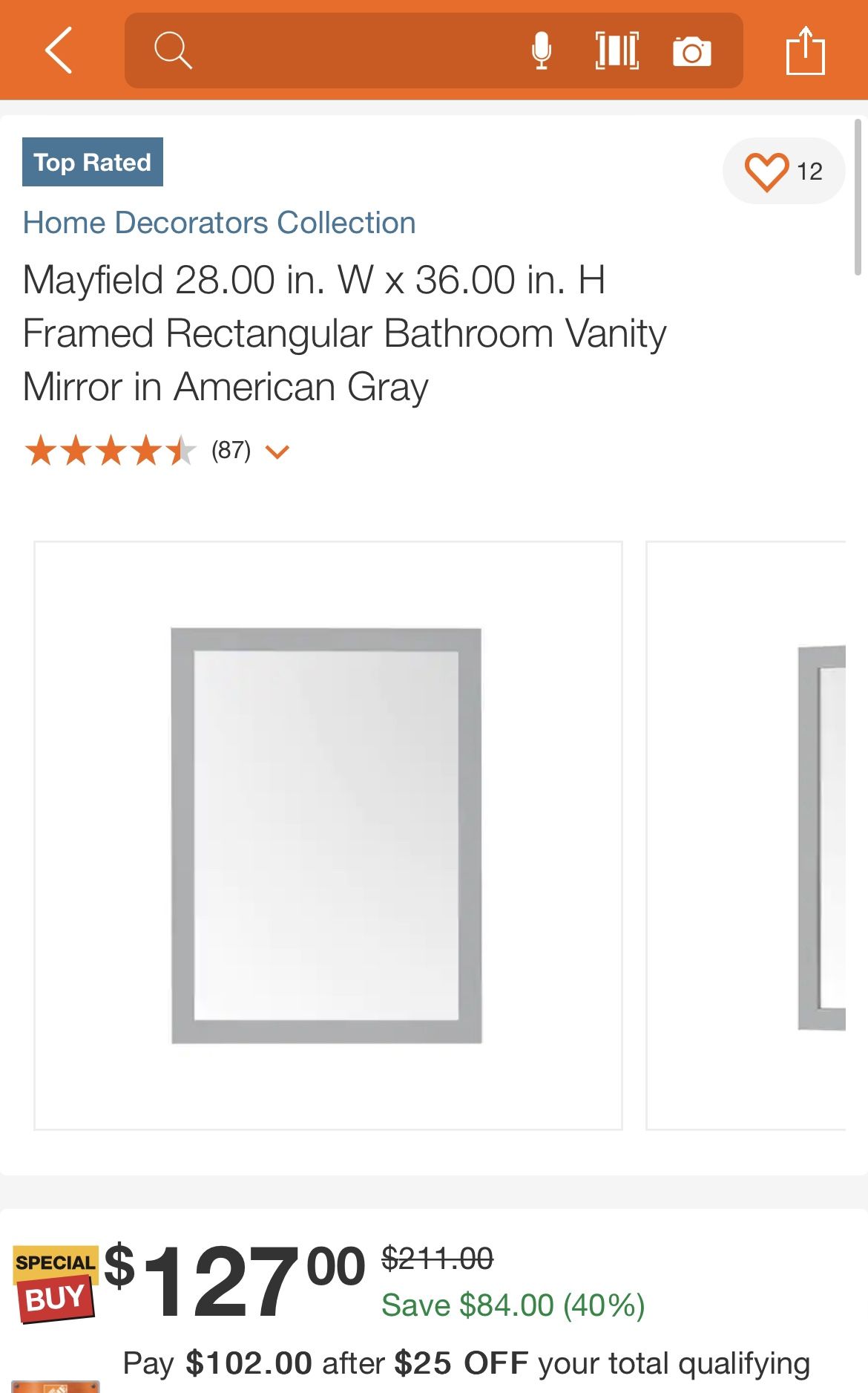 Home Decorators Collection Mayfield Framed Rectangular Bathroom Vanity Mirror in American Gray Mirrors