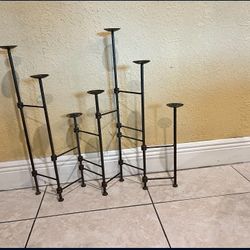1960’s Mid- Century Brutalist Wrought Iron Folding Candle Holder Articulated Candelabra… 26” Height by 32” Wide…In Good Condition…$325