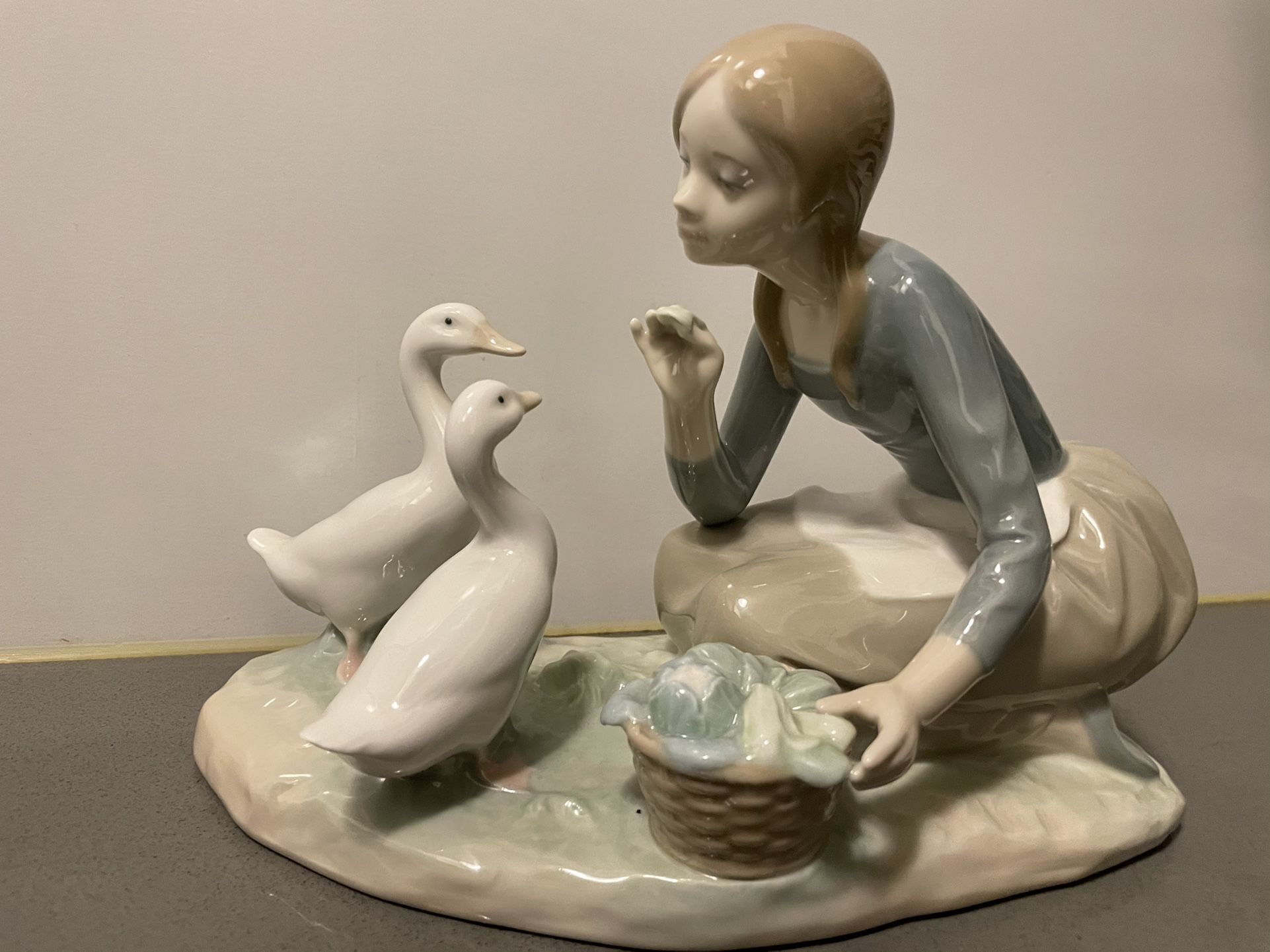 Lladro “Food For Ducks” Figurine Without Original Box 