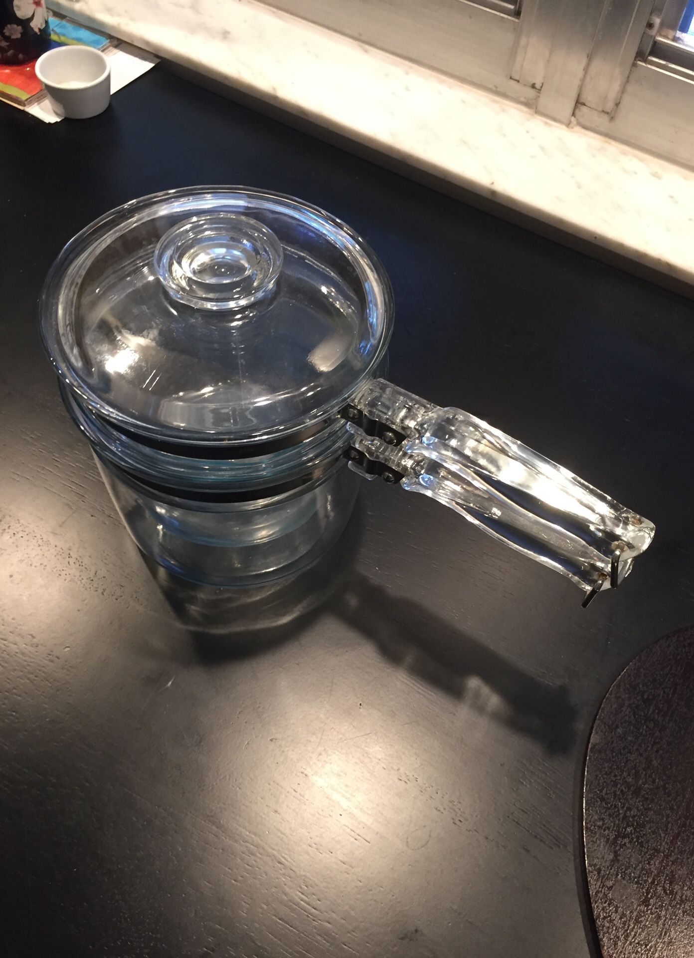 Pyrex double boiler glass pot