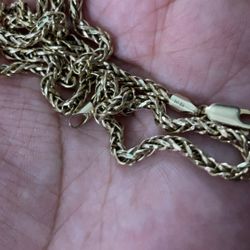 10K YELLOW GOLD Braided WHEAT LINK STYLE CHAIN NECKLACE UNISEX 3MM